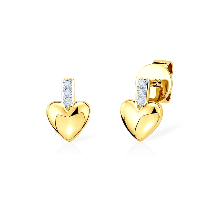 SAVICKI fülbevaló - szívek: arany és gyémántok