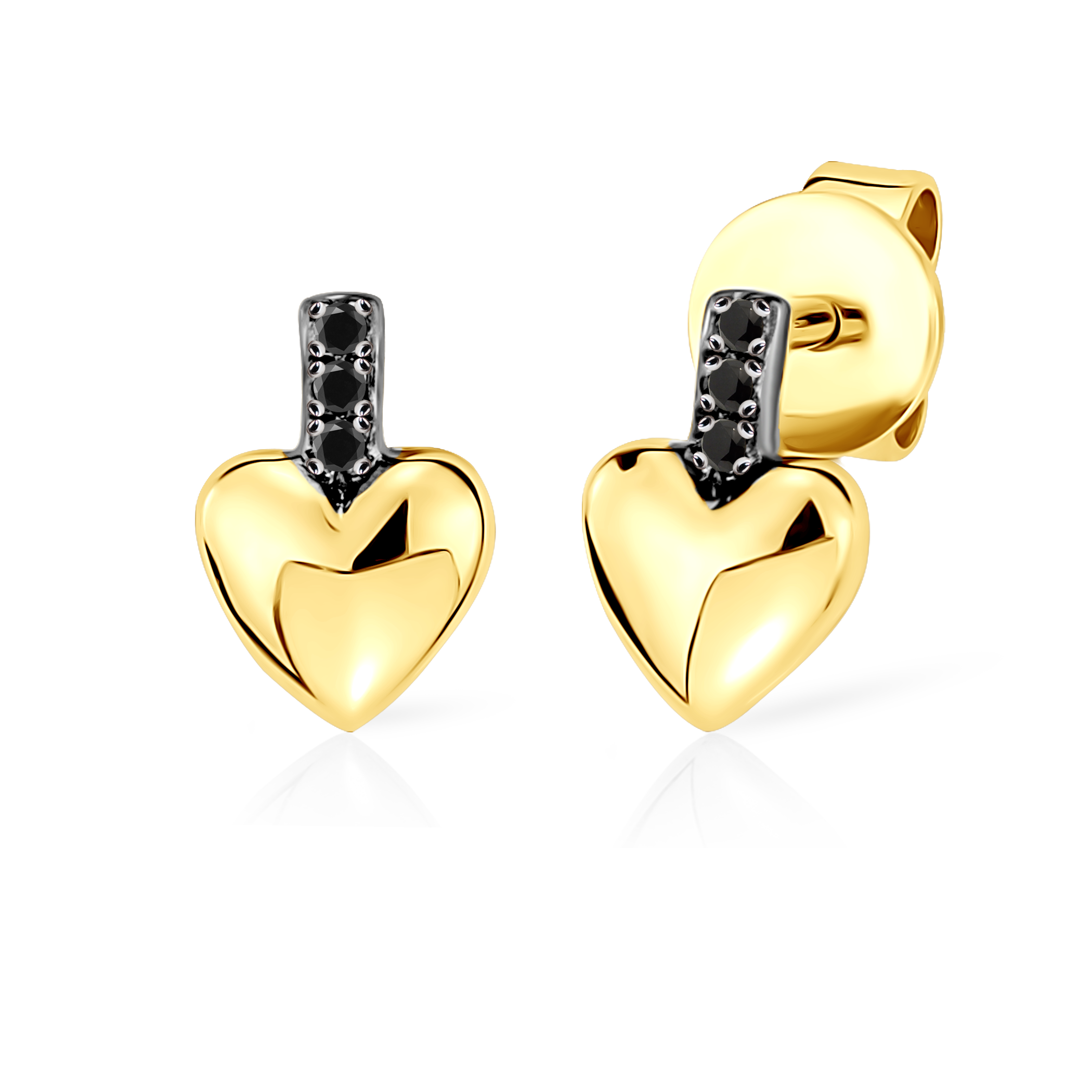 Naušnice srce Savicki: zlato, crni dijamanti