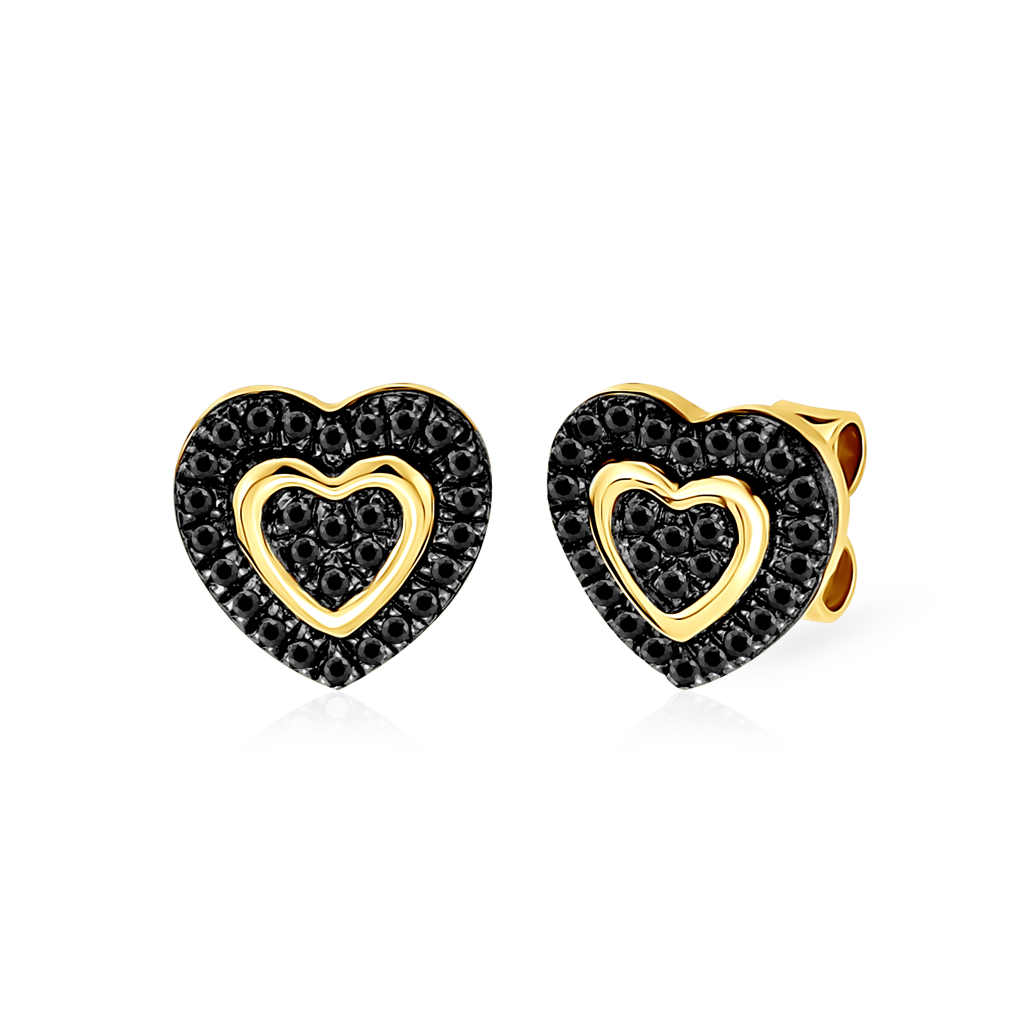 Naušnice srce Savicki: zlato, crni dijamanti