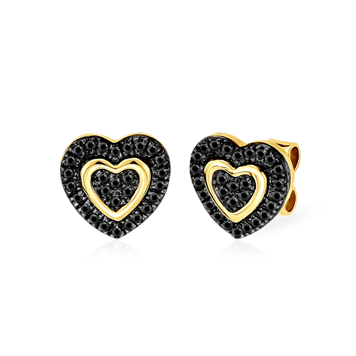 SAVICKI szívecskés fülbevaló: arany fekete gyémántokkal