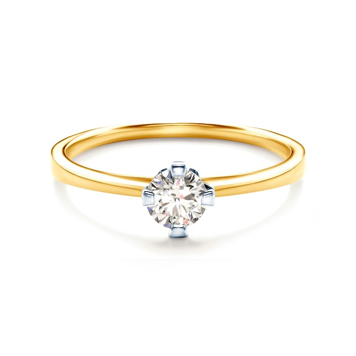 Inel de logodnă SAVICKI: aur bicolor, cu diamante