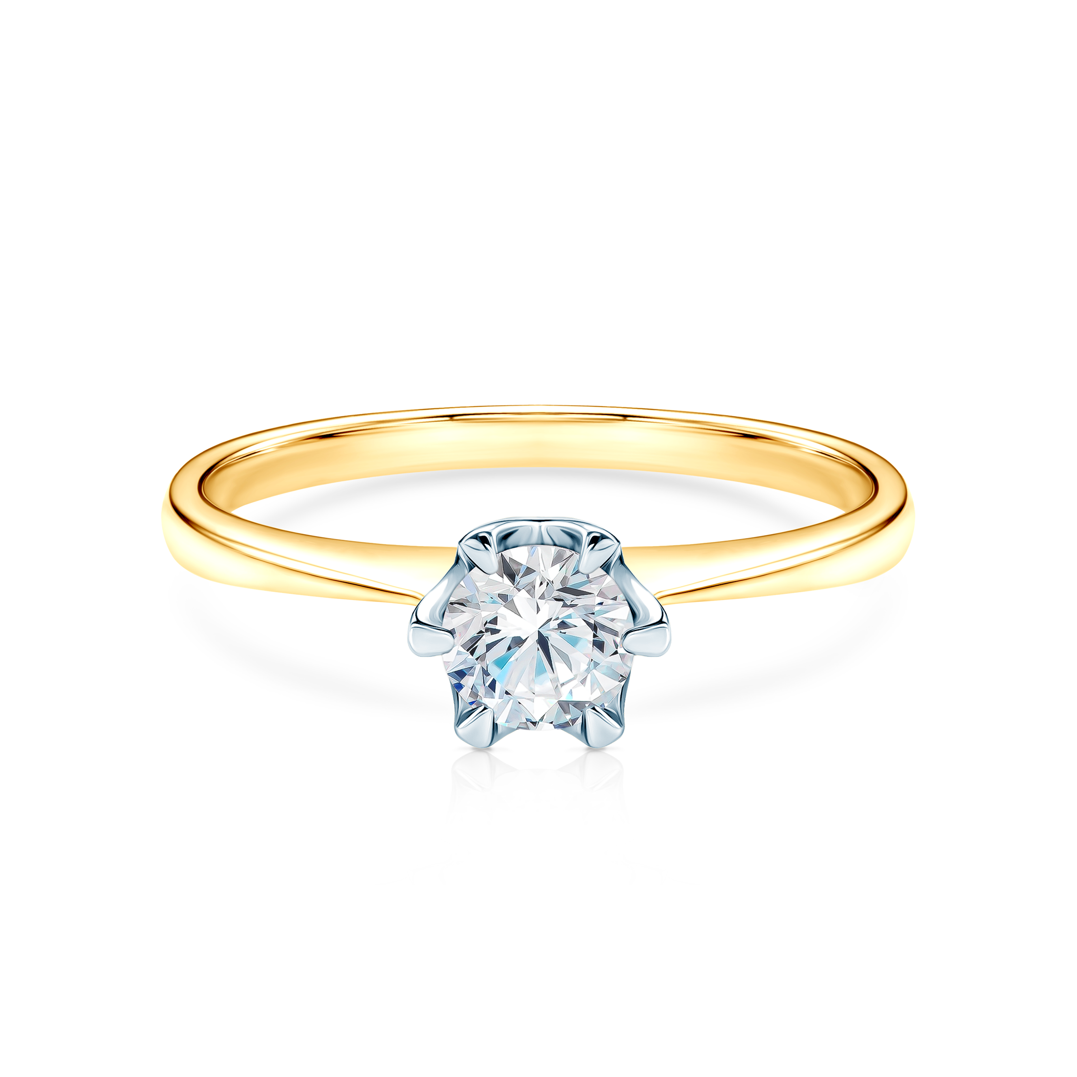 Каблучка для заручин Triumph of Love: двоколірне золото, з діамантом