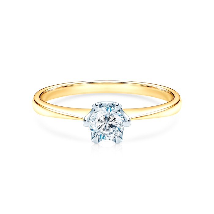 Triumph of Love eljegyzési gyűrű: kétszínű arany fehér zafírral