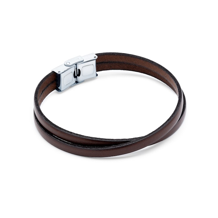 Savicki férfi karkötő: bőr, acél