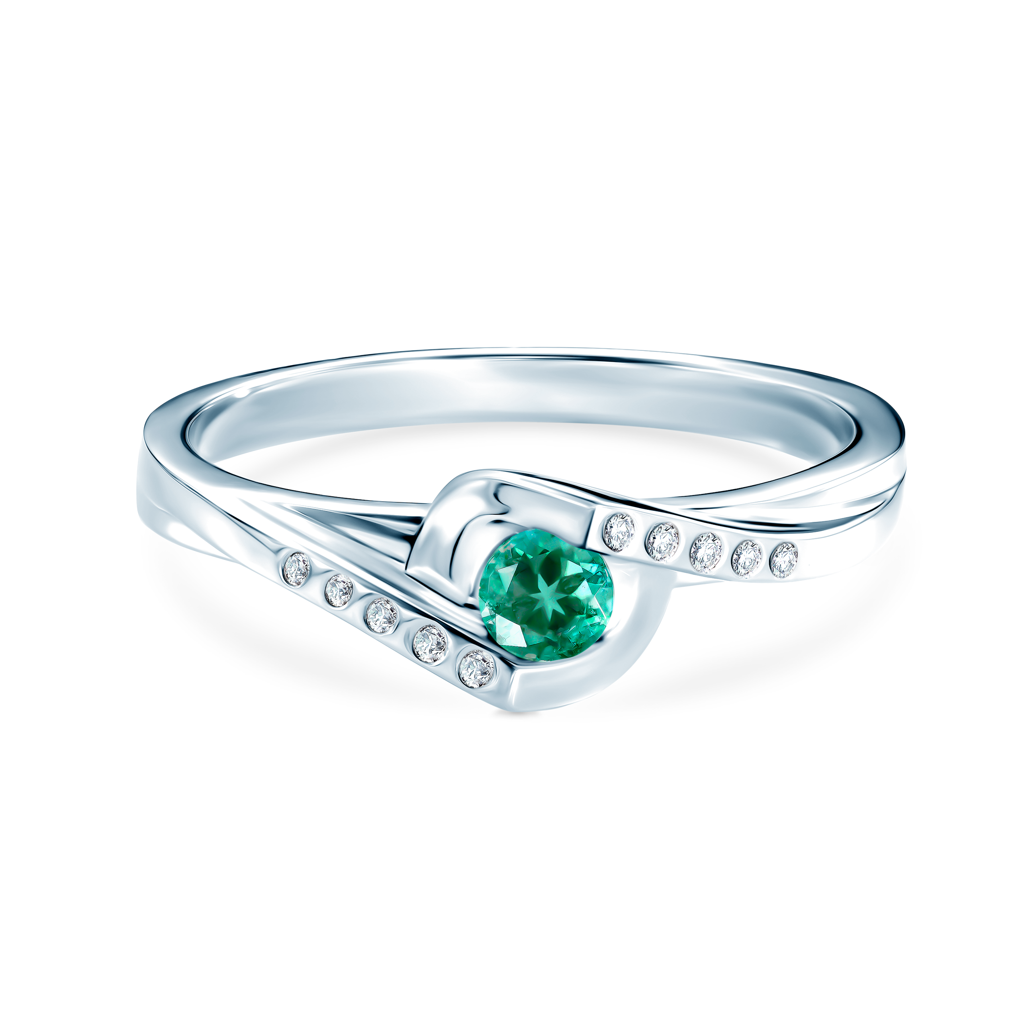 Δαχτυλίδι Secret Garden: λευκός χρυσός, σμαράγδι