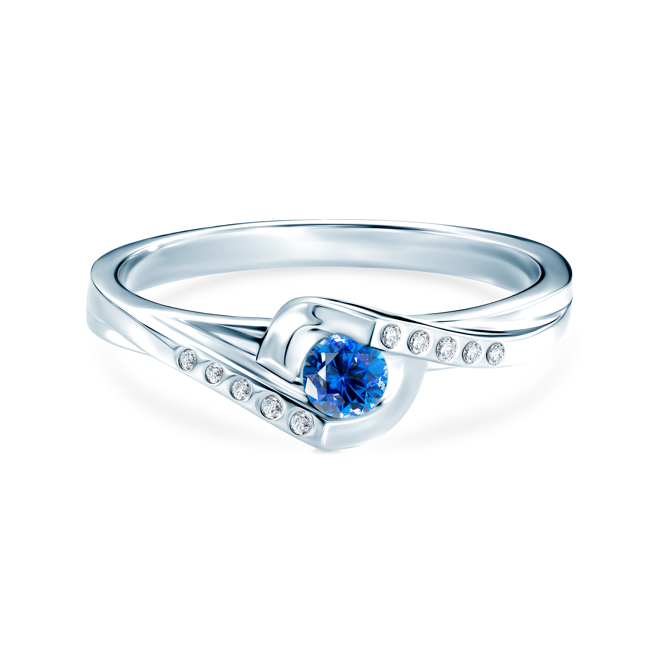 Ring Heart of the Ocean: Weißgold, Blau Saphir
