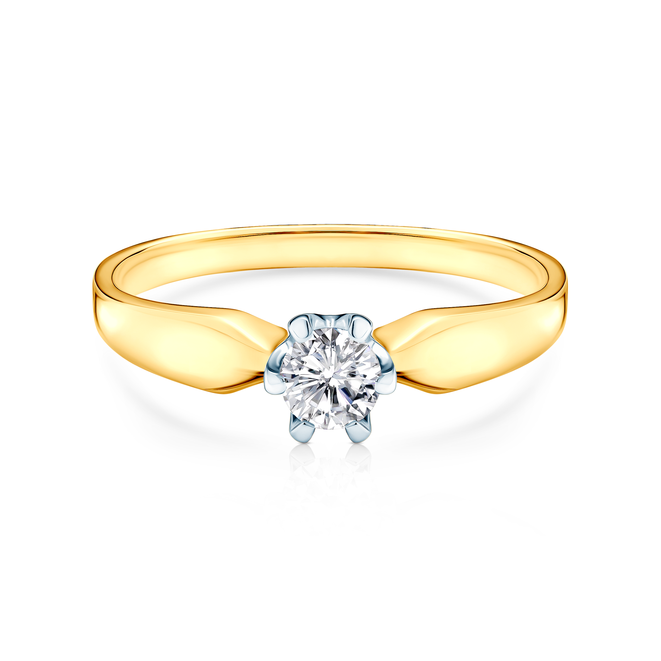 Inel de logodnă Triumph of Love: aur bicolor, cu safir alb