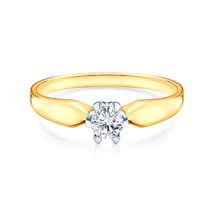 Каблучка для заручин Triumph of Love: двоколірне золото, з білим сапфіром