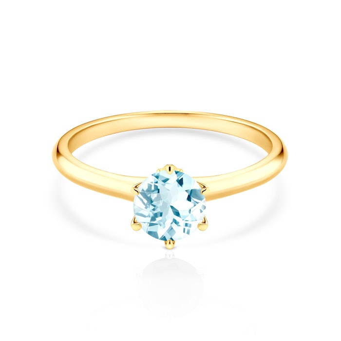 The Journey eljegyzési gyűrű: arany és akvamarin