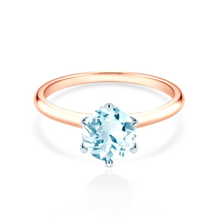 The Journey eljegyzési gyűrű: kétszínű arany és akvamarin