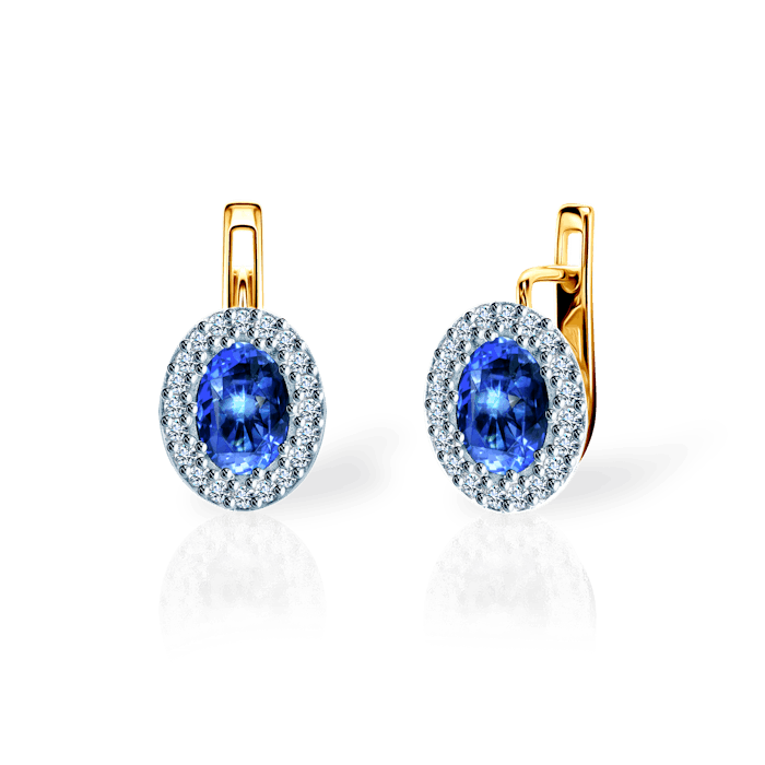 SAVICKI fülbevaló: kétszínű arany kék zafírokkal és gyémántokkal