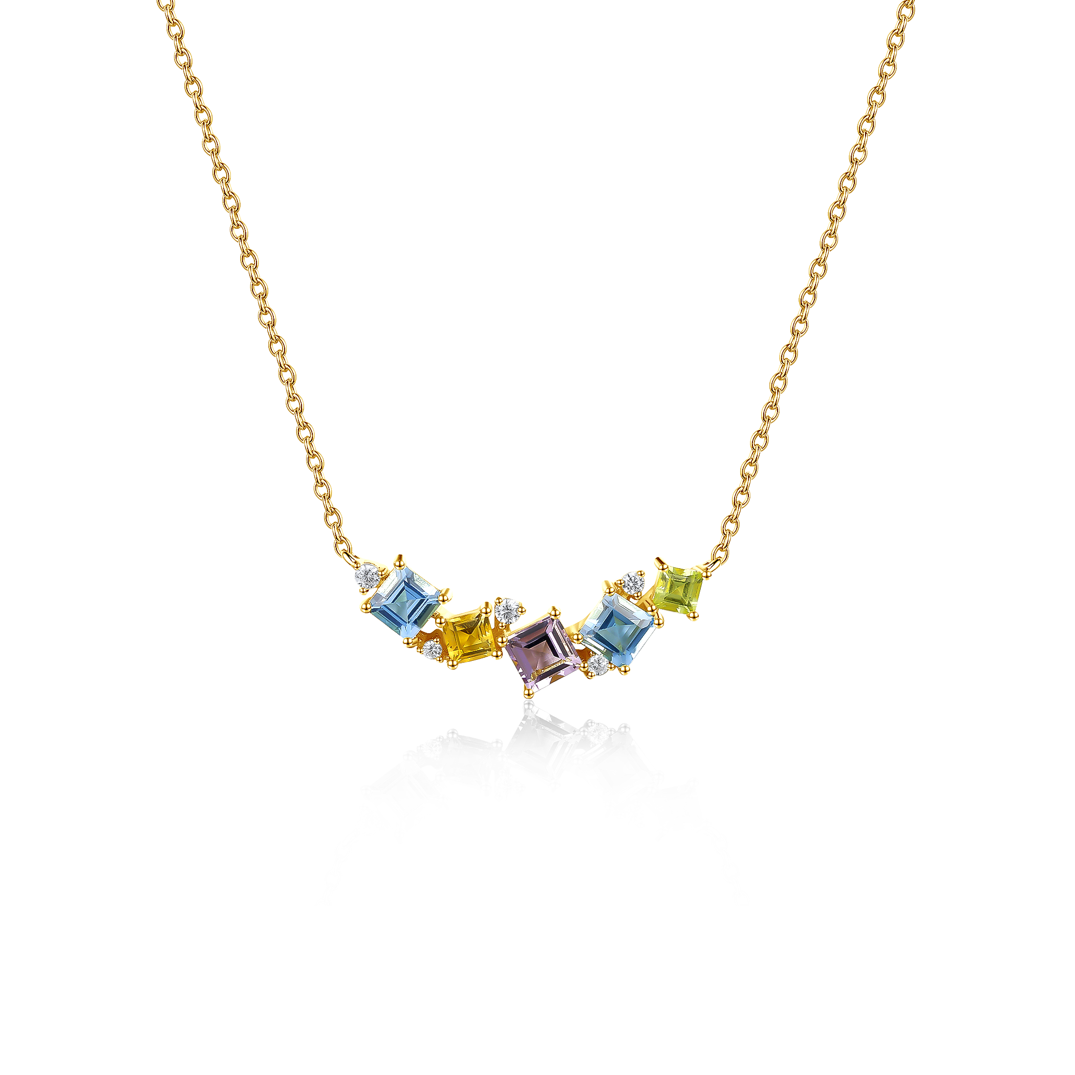 Colier SAVICKI: argint, topaz, peridot, citrin, zirconiu