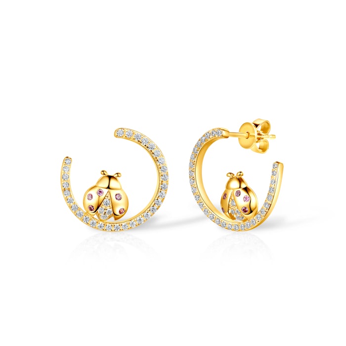 Savicki katicabogaras fülbevaló: aranyozott ezüst cirkóniával