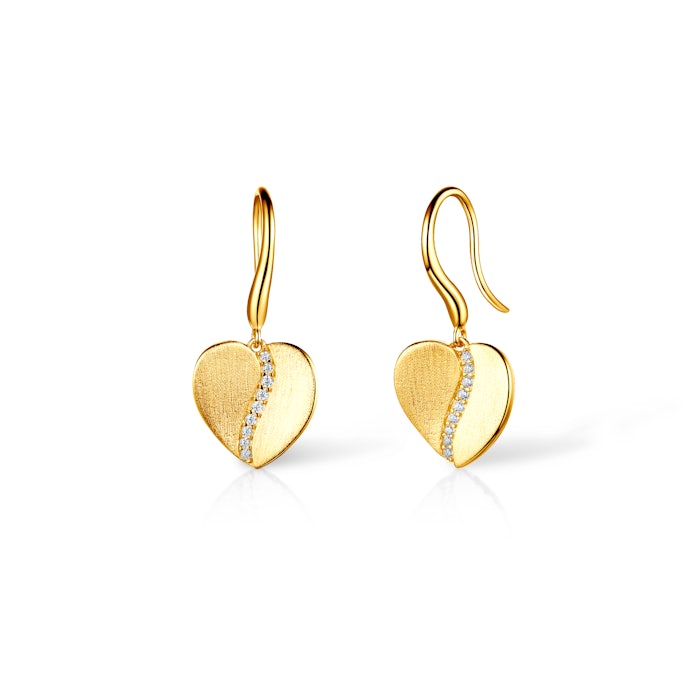 SAVICKI fülbevaló - szívek: aranyozott ezüst cirkóniával