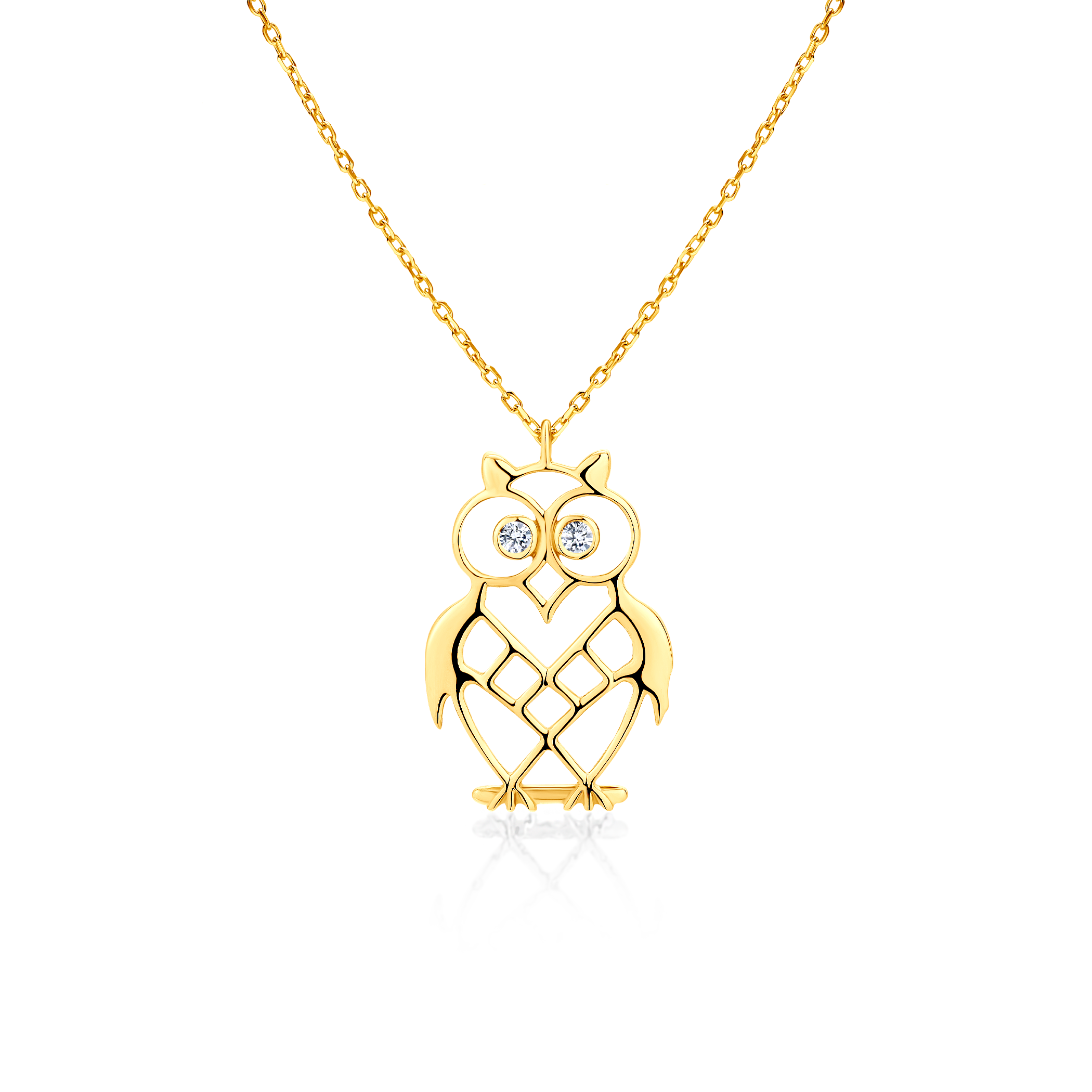 Halskette Eule Savicki: Gold, Diamanten