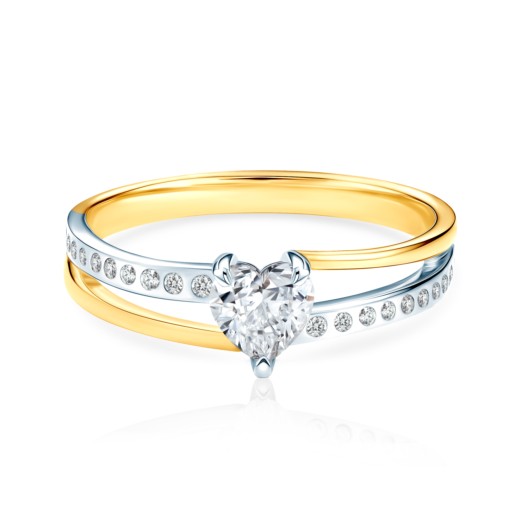 Δαχτυλίδι Αρραβώνων Πλαϊνής Πέτρας: δίχρωμος χρυσός, διαμάντια