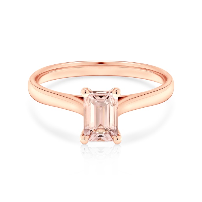 Eljegyzési gyűrű: rózsaarany és morganit