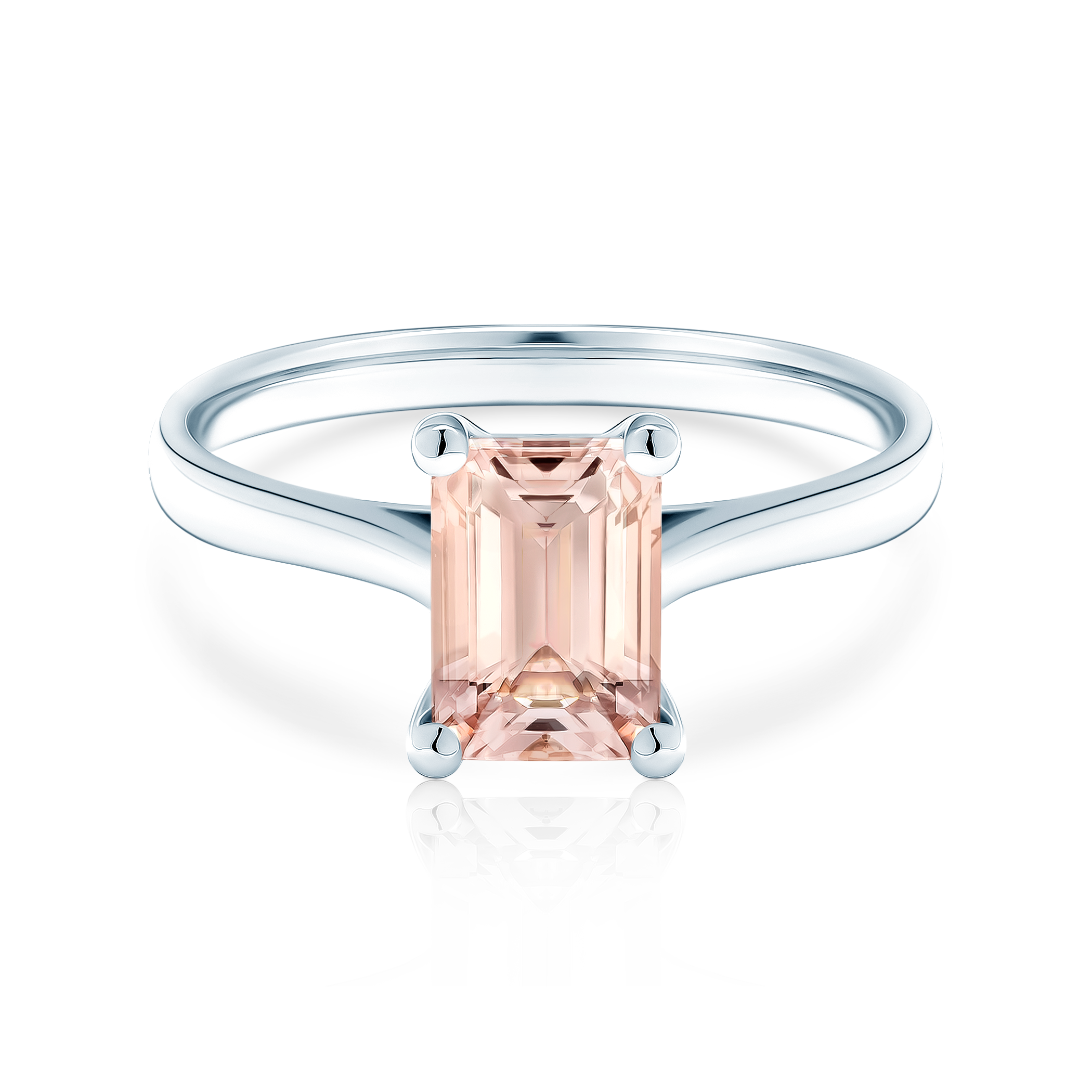 Zaručnički prsten Savicki: bijelo zlato, morganit