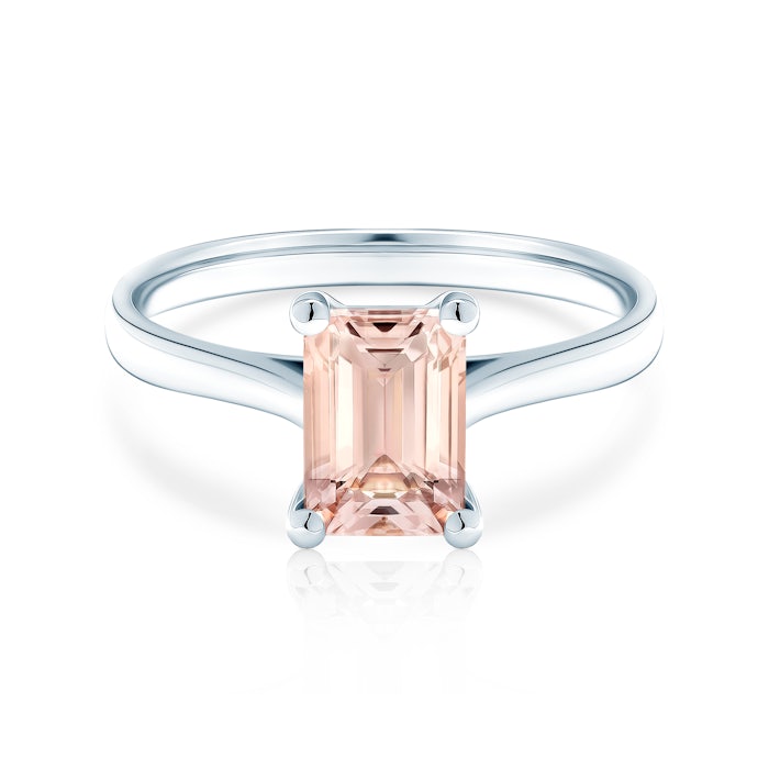 Zaručnički prsten Savicki: bijelo zlato, morganit