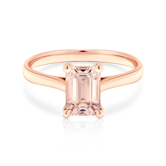 Eljegyzési gyűrű: rózsaarany és morganit