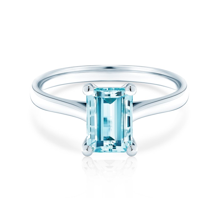 Eljegyzési gyűrű: fehérarany és akvamarin