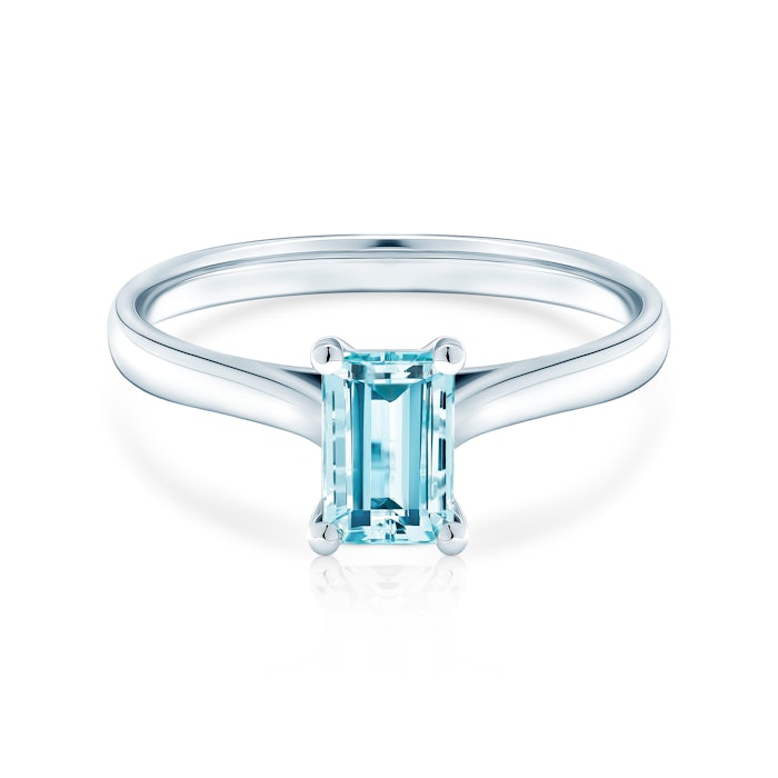 Eljegyzési gyűrű: fehérarany és akvamarin