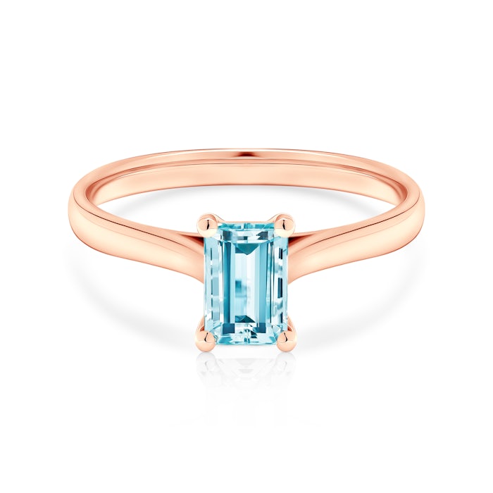 Eljegyzési gyűrű: rózsaarany és akvamarin