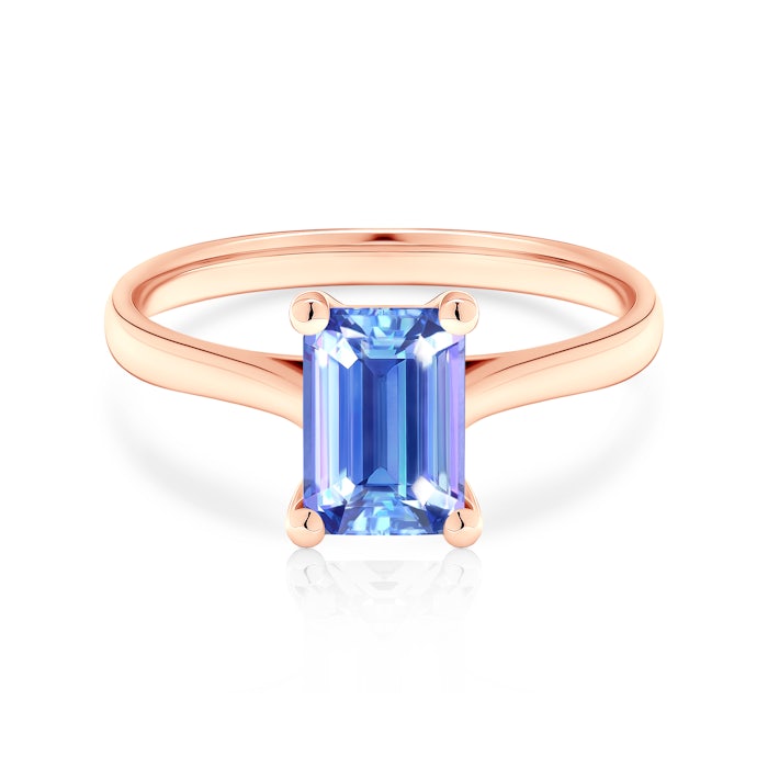 Eljegyzési gyűrű: rózsaarany és tanzanit