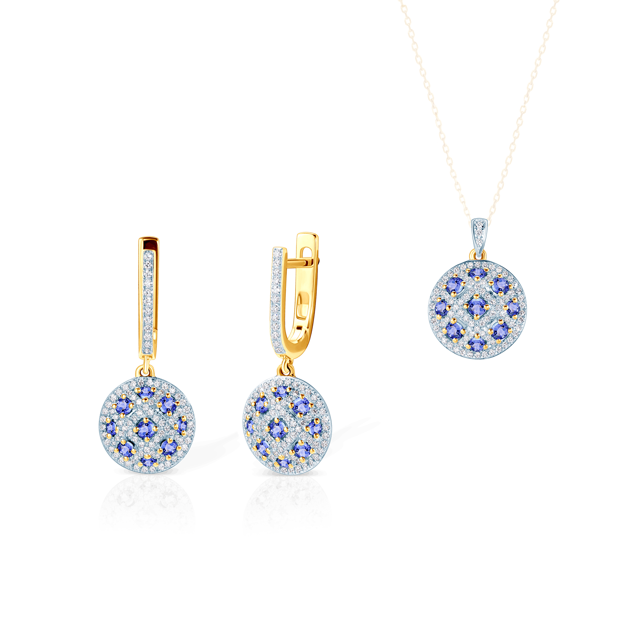 Σετ Κοσμημάτων SAVICKI: δίχρωμος χρυσός, τανζανίτες, διαμάντια