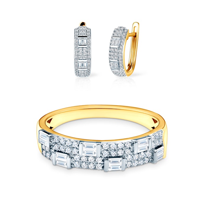 Set bijuterii SAVICKI: aur bicolor, diamante