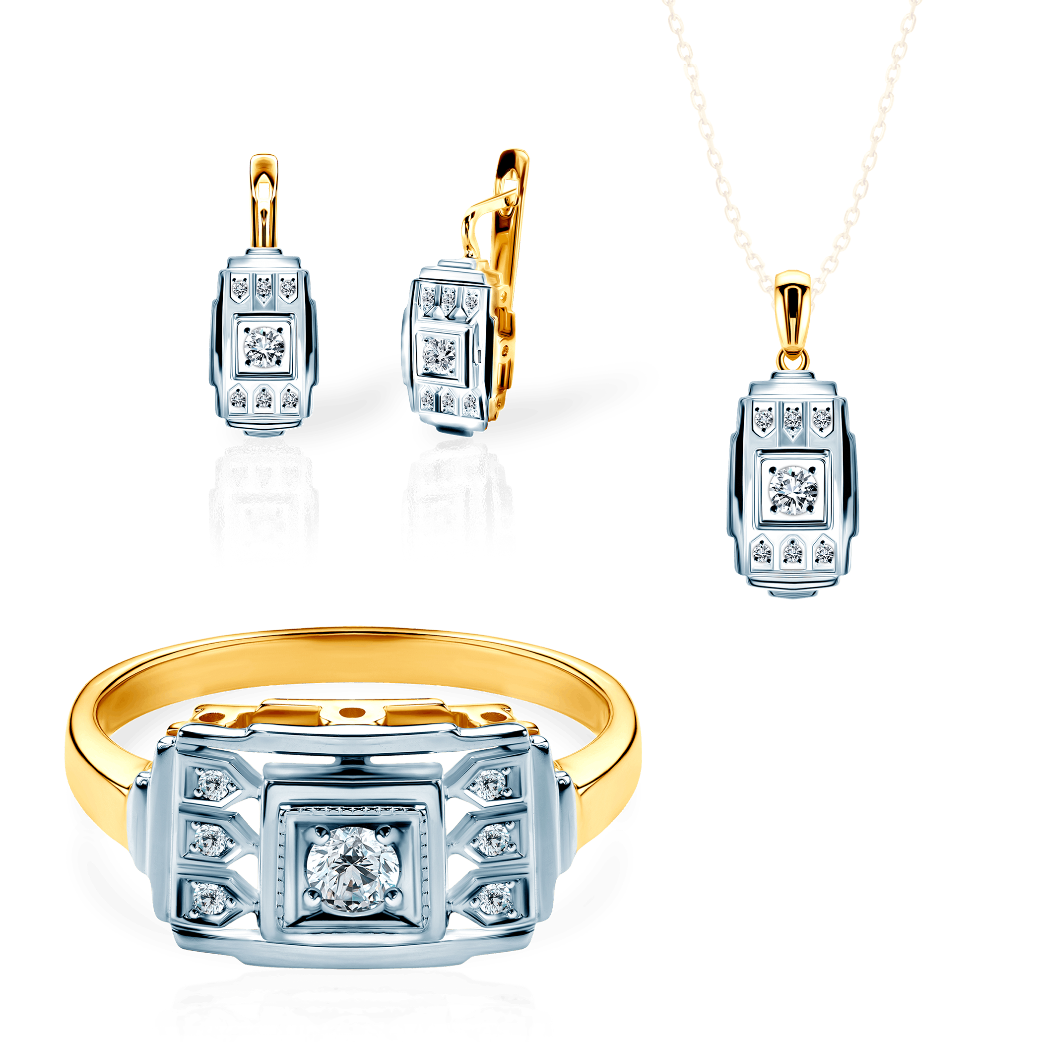 SAVICKI Jewelry Set: two color gold, diamonds