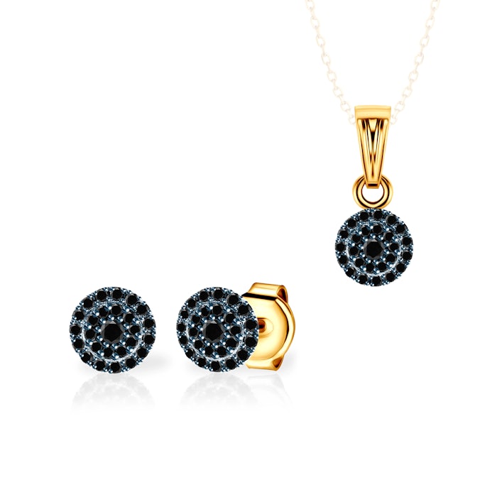 SAVICKI ékszerkészlet: kétszínű arany fekete gyémántokkal