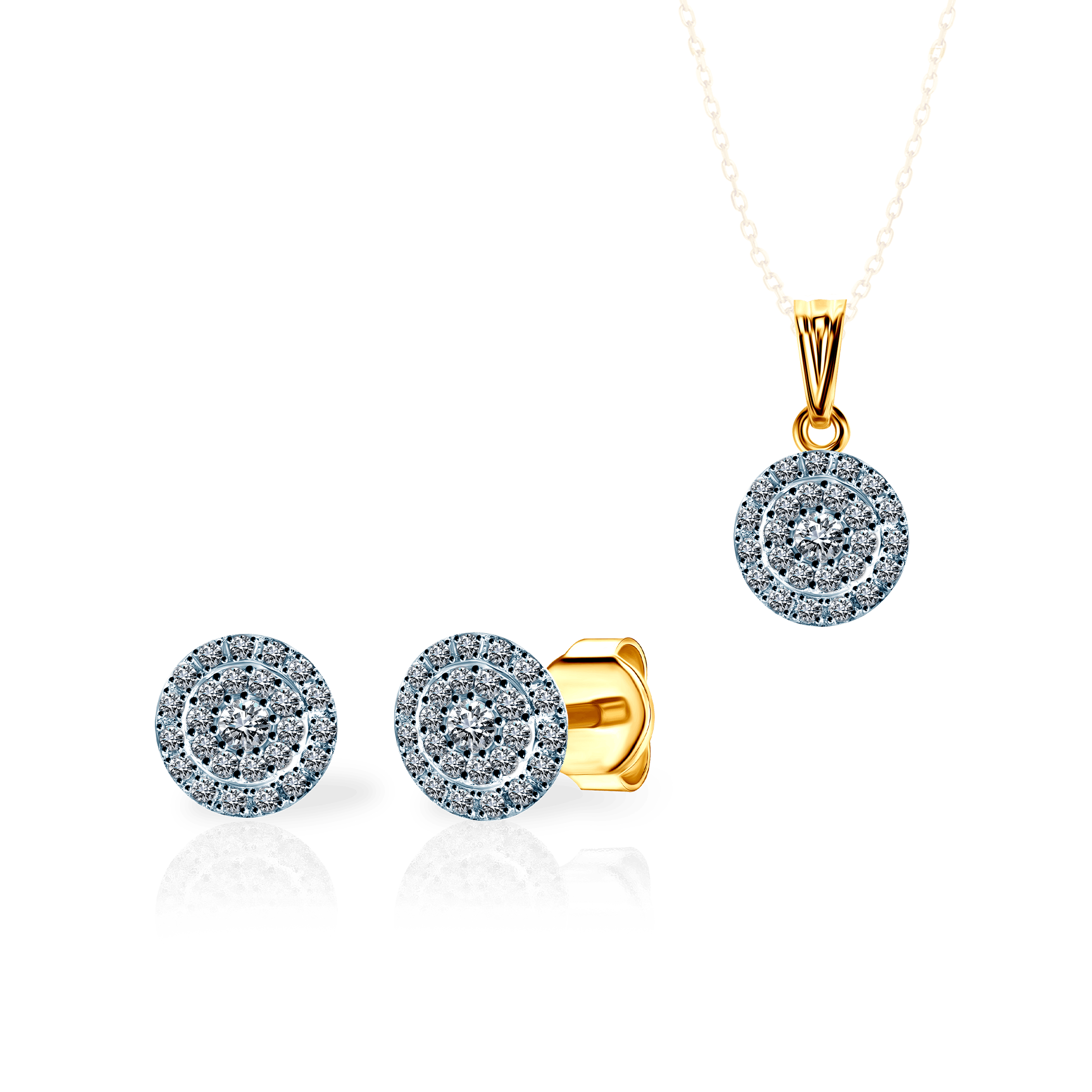 Комплект прикрас Savicki: двоколірне золото, діаманти