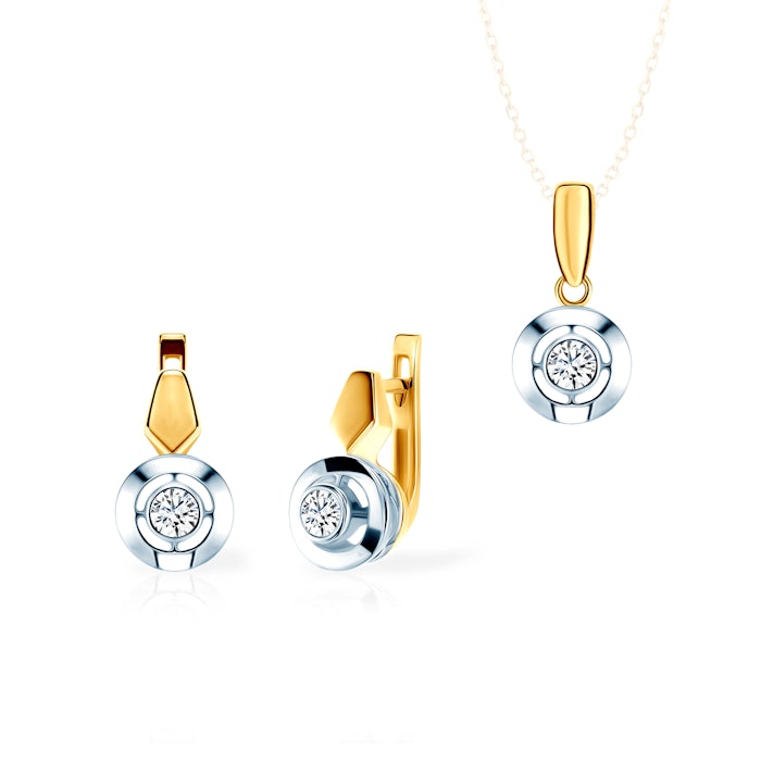 Set bijuterii SAVICKI: aur bicolor, diamante