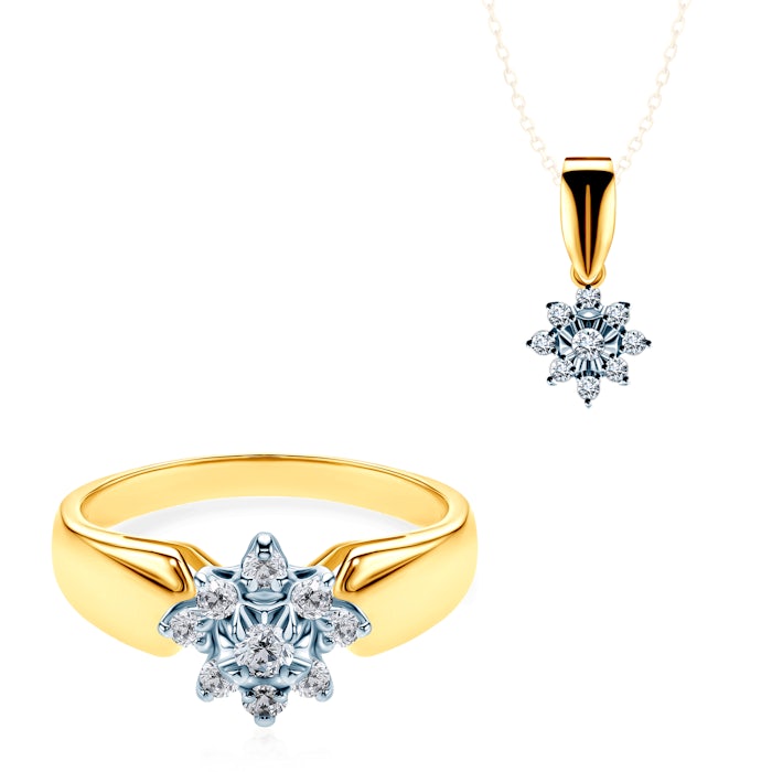 SAVICKI ékszerkészlet: kétszínű arany és gyémántok