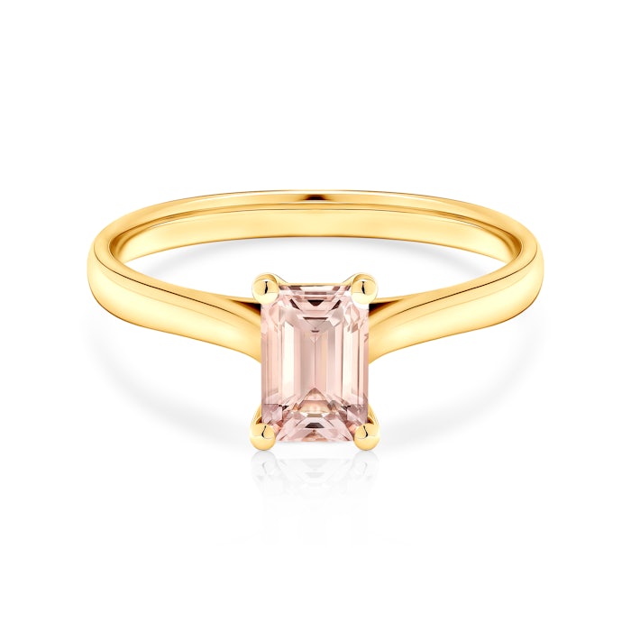 Eljegyzési gyűrű: sárga arany és morganit