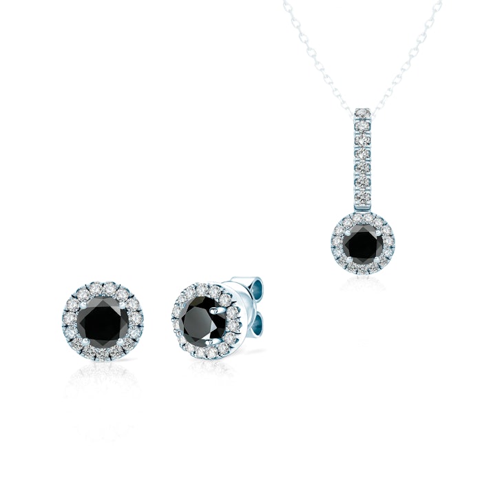 SAVICKI ékszerkészlet: fehérarany fehér zafírokkal és fekete gyémántokkal