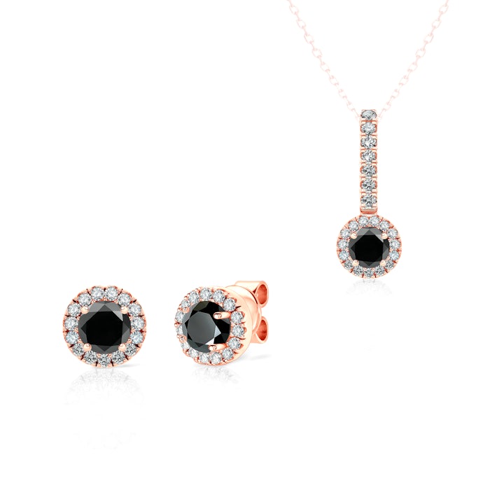 SAVICKI ékszerkészlet: rózsaarany fehér zafírokkal és fekete gyémántokkal