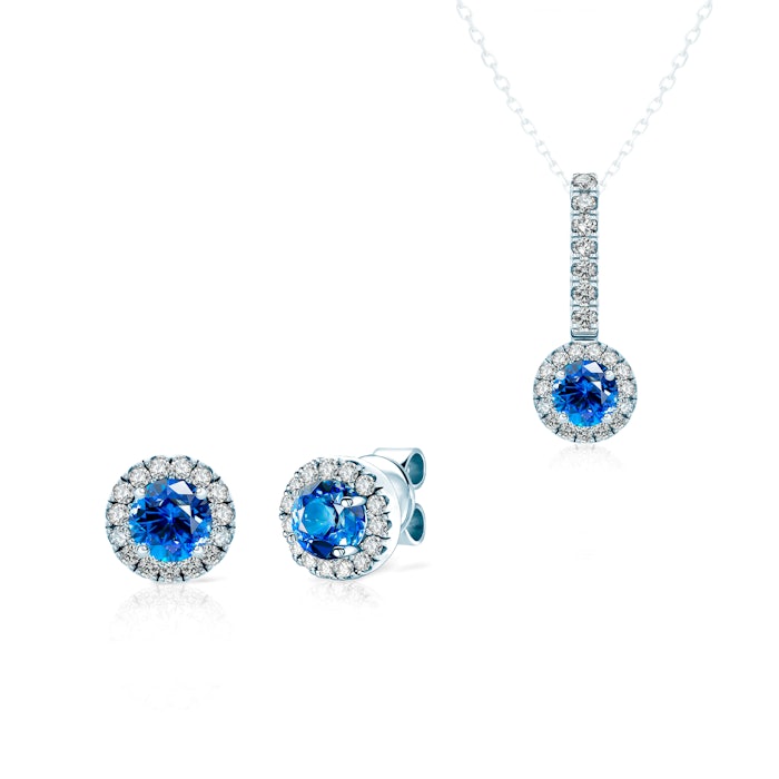 SAVICKI ékszerkészlet: fehérarany kék zafírokkal és gyémántokkal