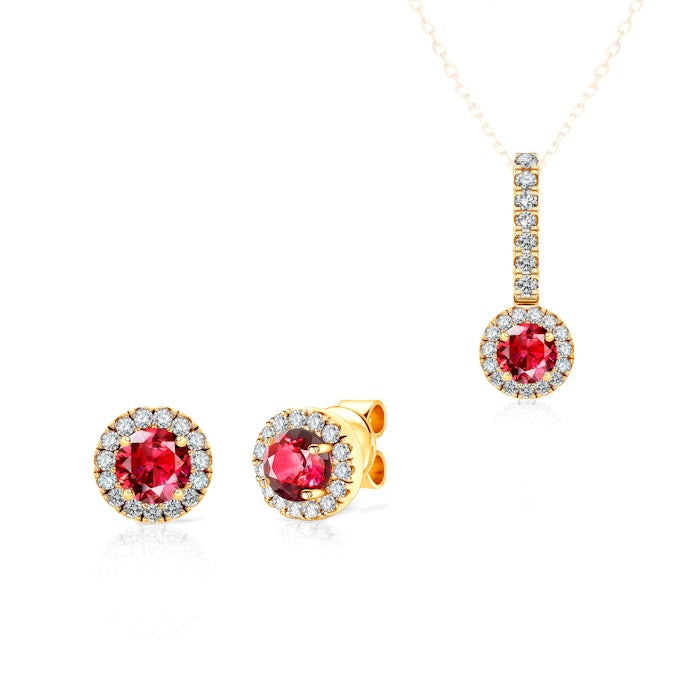 SAVICKI ékszerkészlet: sárga arany, rubinok és gyémántok