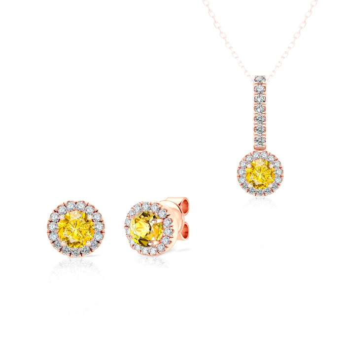 SAVICKI ékszerkészlet: rózsaarany sárga zafírokkal és gyémántokkal
