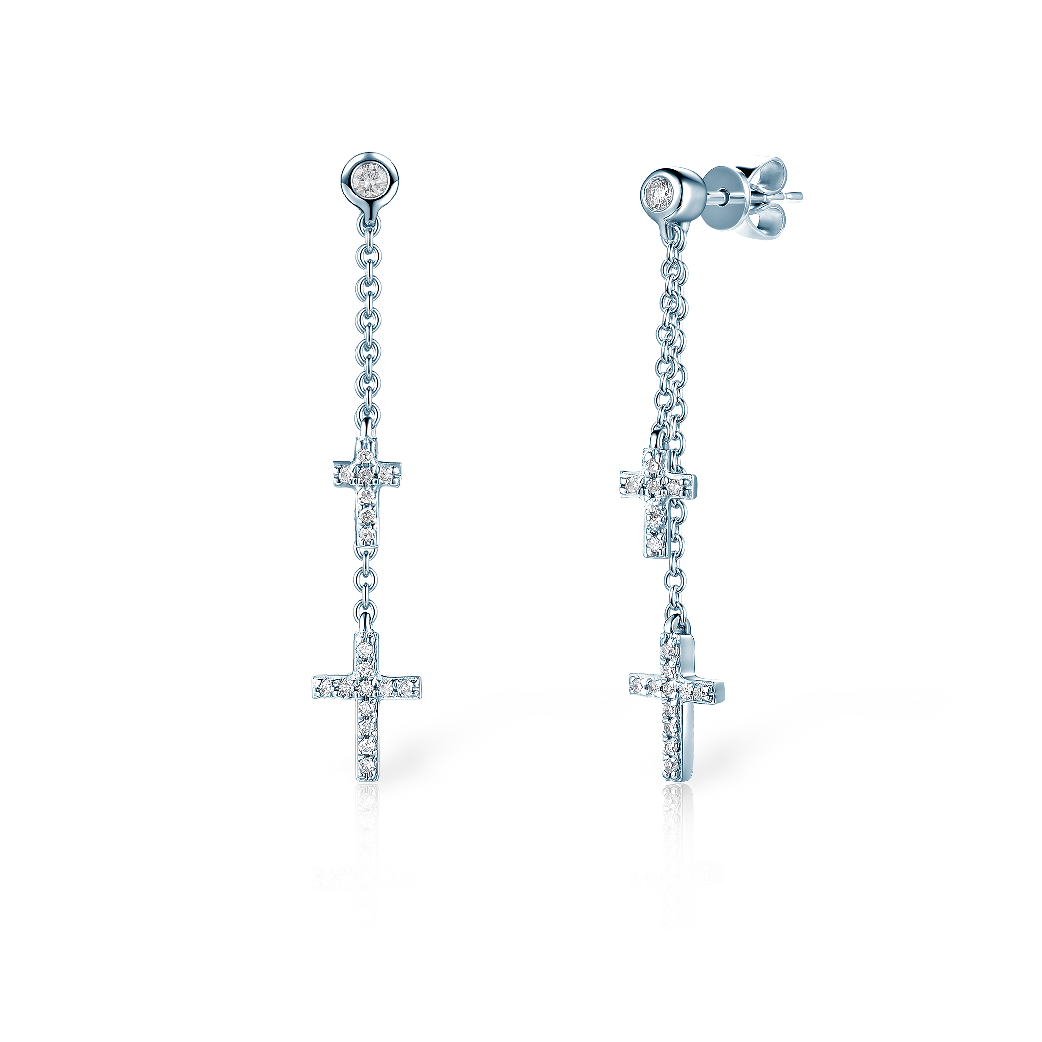 Cercei Cruce SAVICKI: aur alb, diamante