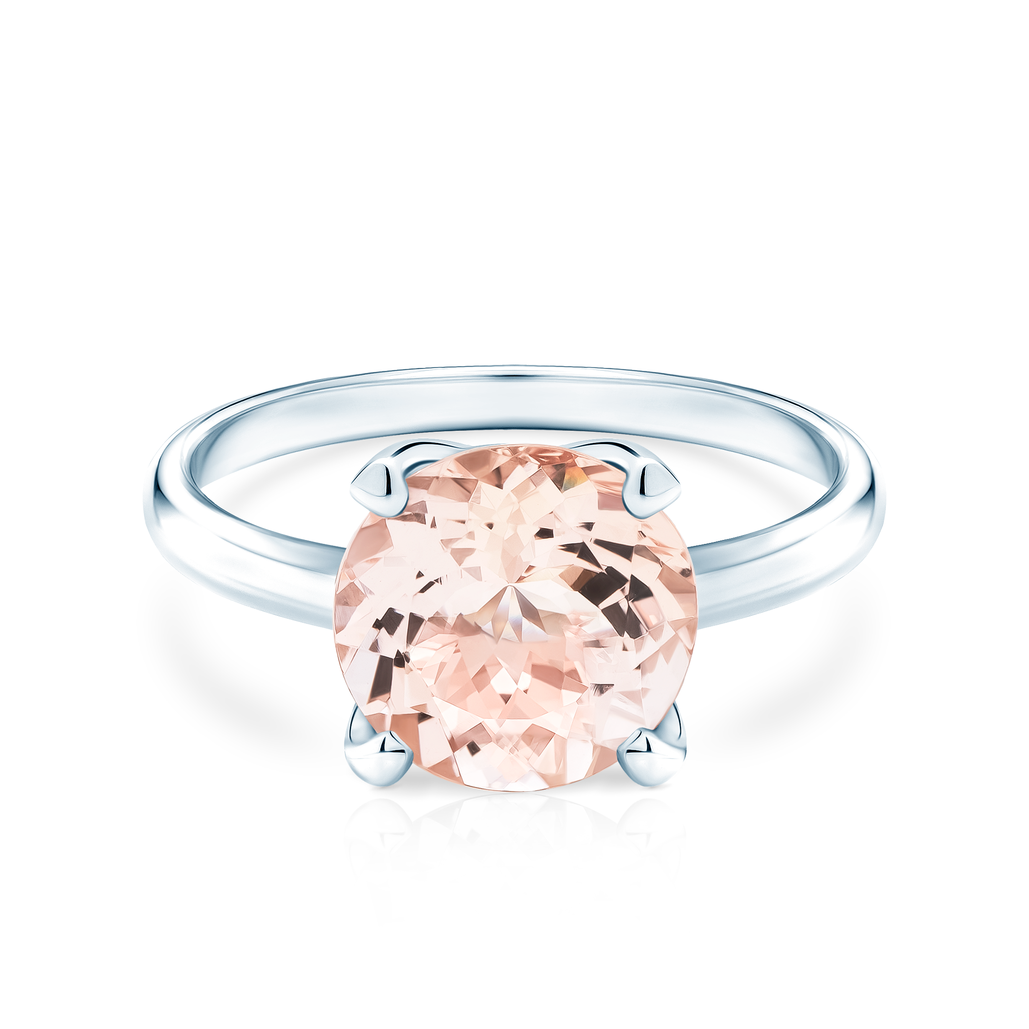 Zaručnički prsten Savicki: bijelo zlato, morganit