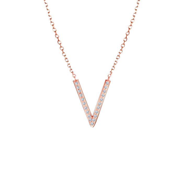 SAVICKI nyaklánc V betűvel: rózsaarany és gyémánt