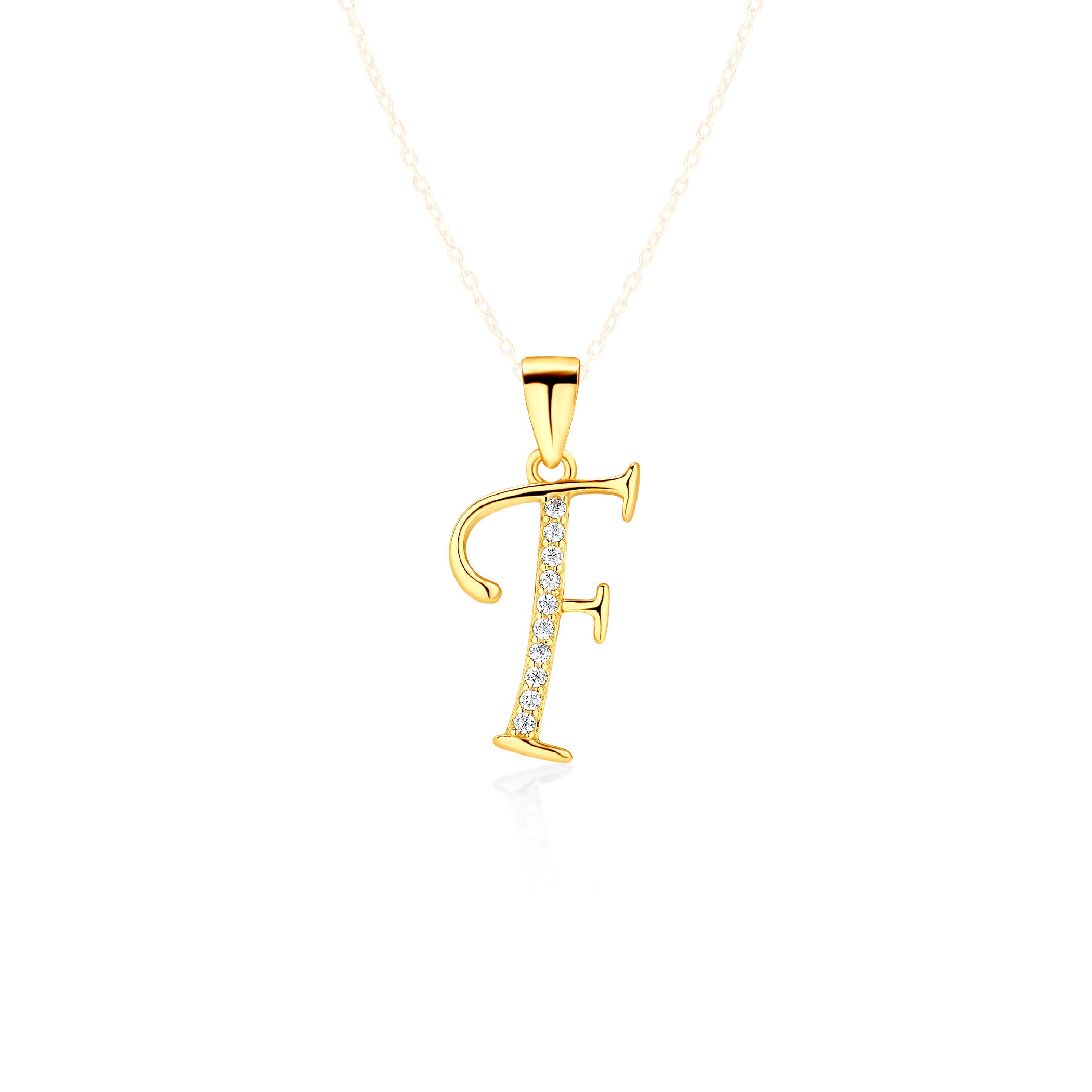 Anhänger Buchstabe F Savicki: Silber Vergoldet, Zirkonia