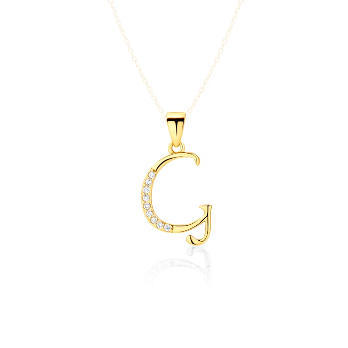 Pandantiv litera G SAVICKI: argint placat cu aur, zirconiu