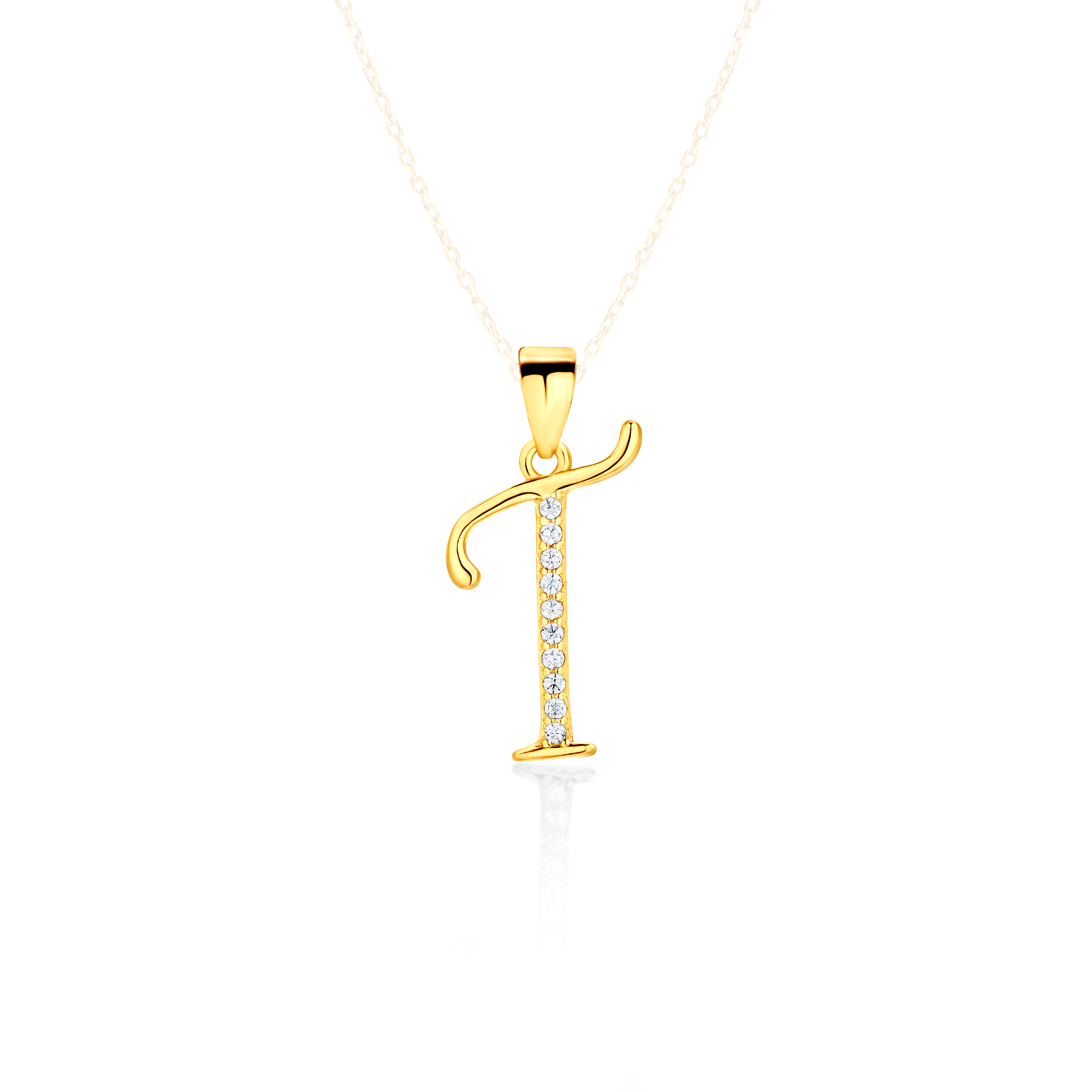 Висулка SAVICKI. буква Т: позлатено сребро. кубичен цирконий