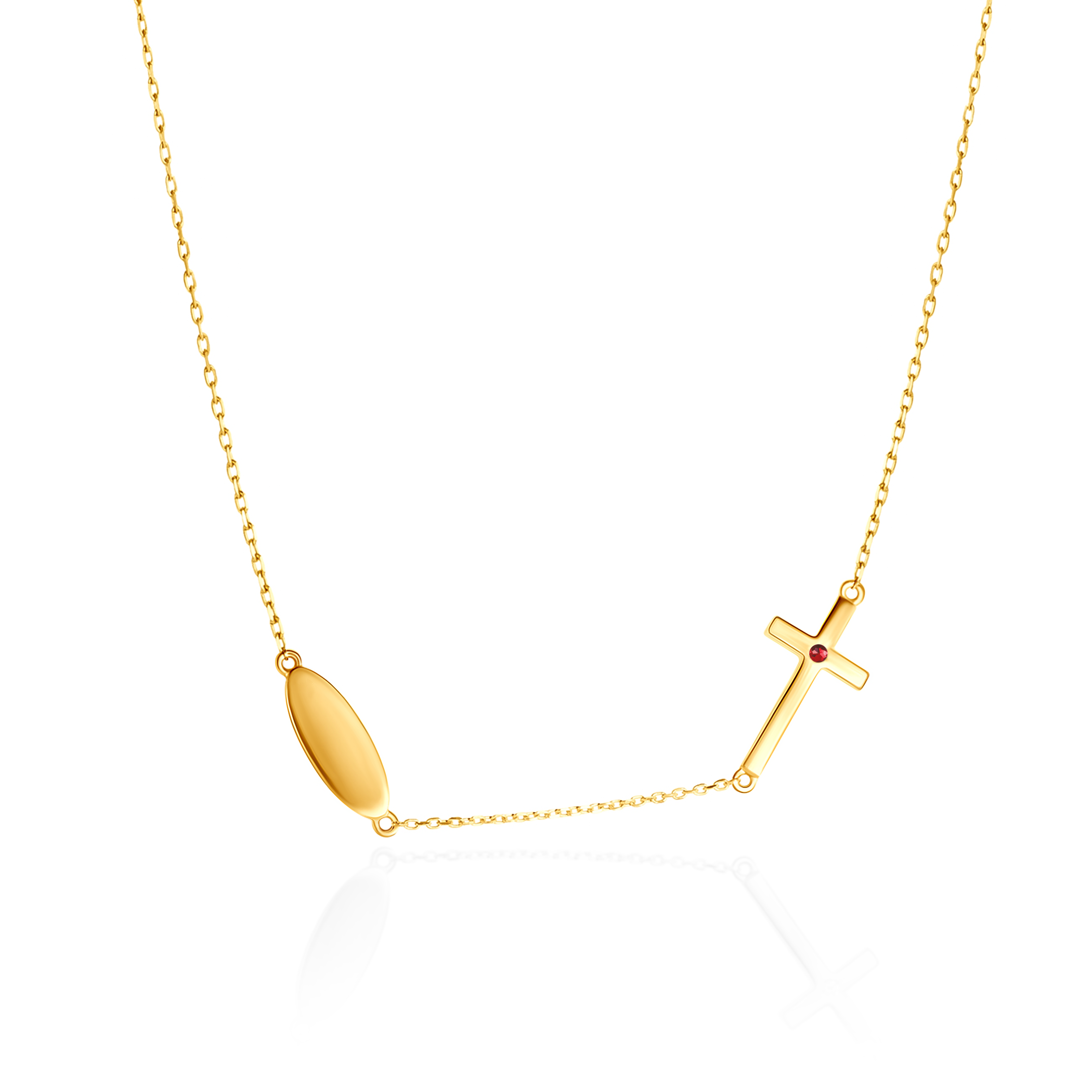 SAVICKI Cross necklace: gold, ruby