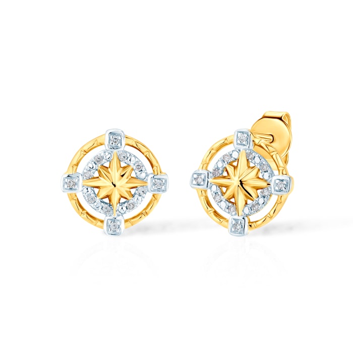 Сережки троянда вітрів Savicki: золото, діаманти