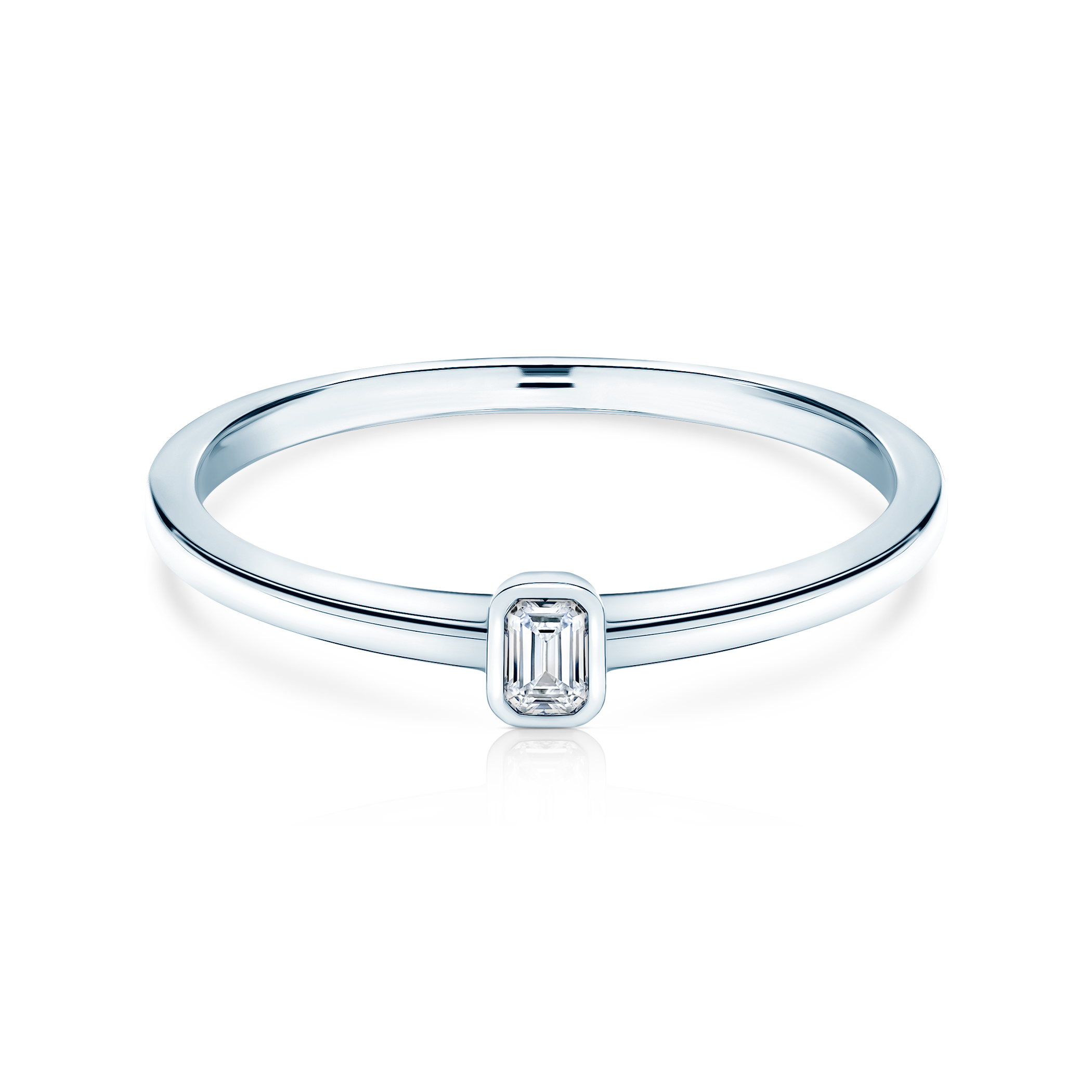 Δαχτυλίδι αρραβώνων Pure: λευκός χρυσός, διαμάντι σμαραγδένιας κοπής